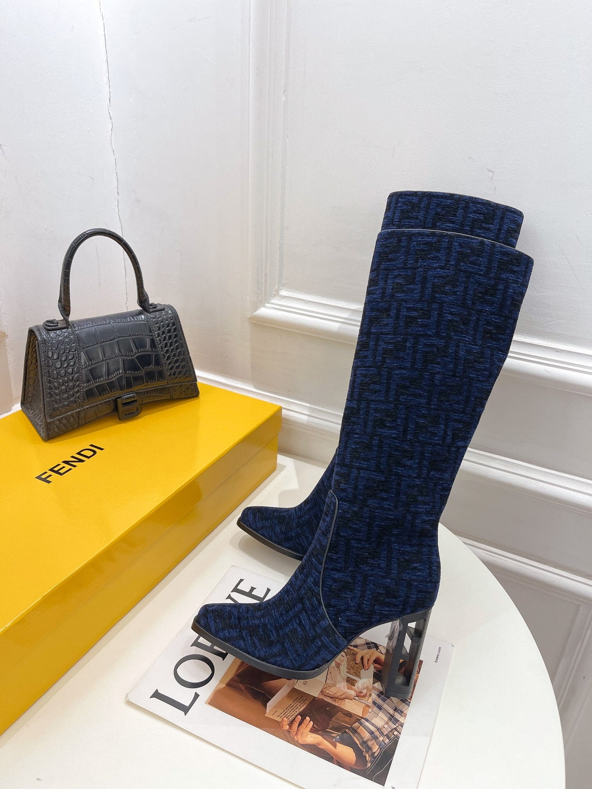 Fendi High-heeled  FF Chenille Boots