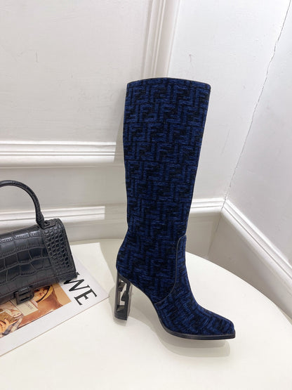 Fendi High-heeled  FF Chenille Boots