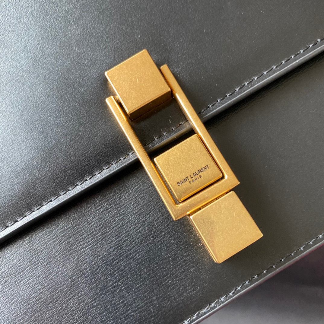 YSL LE CARRE SATCHEL IN BOX SAINT LAURENT LEATHER
