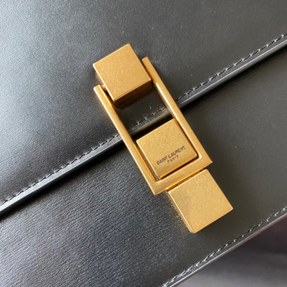 YSL LE CARRE SATCHEL IN BOX SAINT LAURENT LEATHER