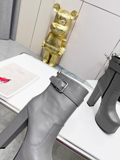 YSL  Cherry Buckle Platform Boots