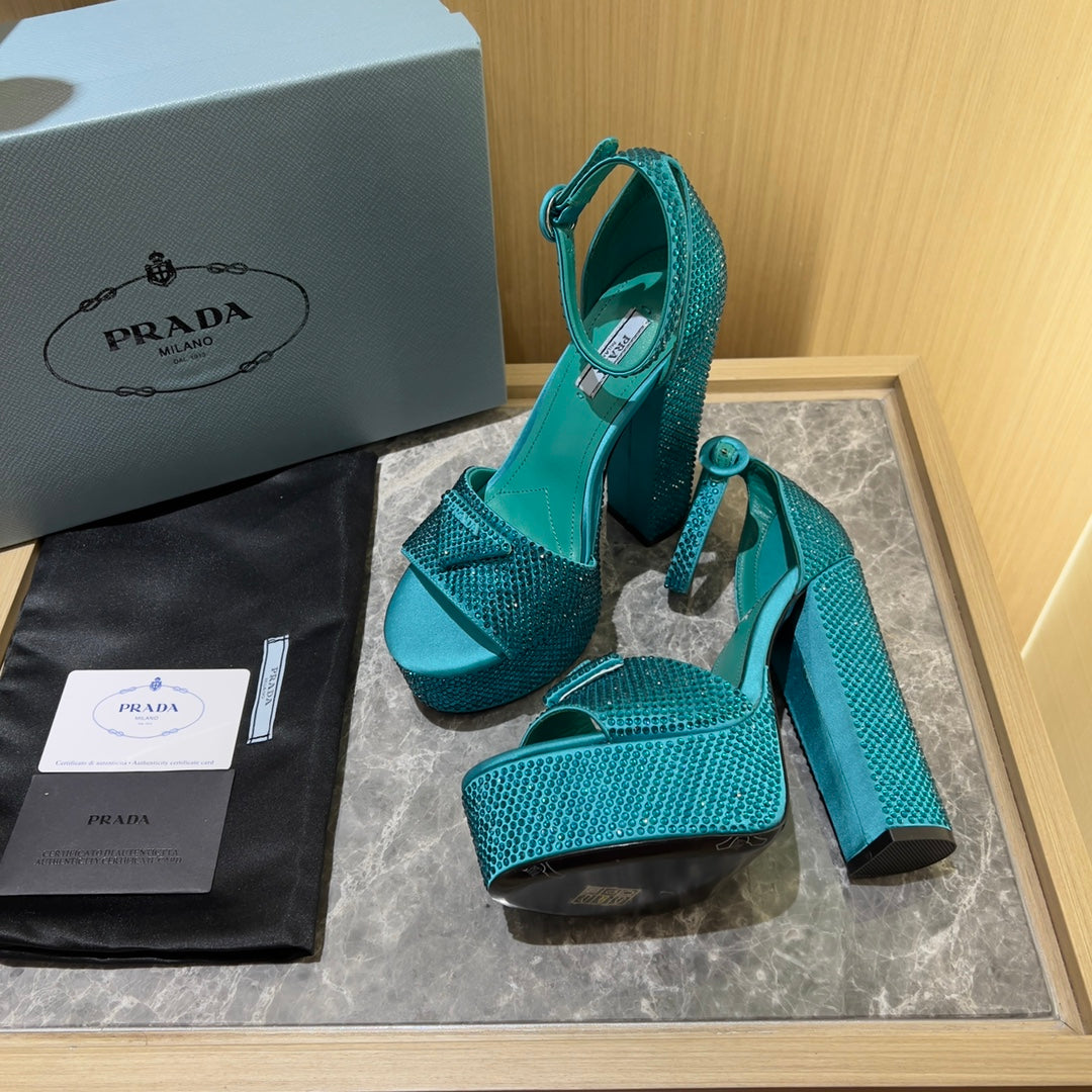 Prada Satin Platform With Crystals