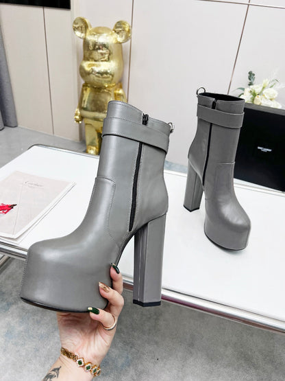 YSL  Cherry Buckle Platform Boots