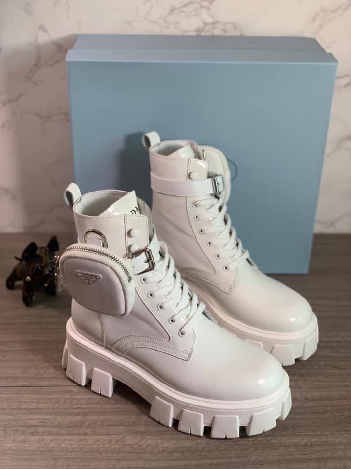 Prada Monolith brushed Rois Leather And Nylon Boots