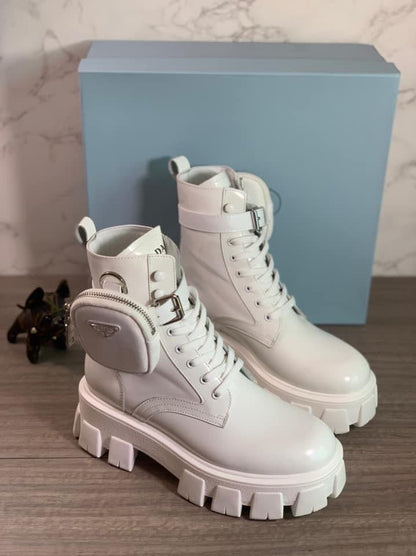 Prada Monolith brushed Rois Leather And Nylon Boots