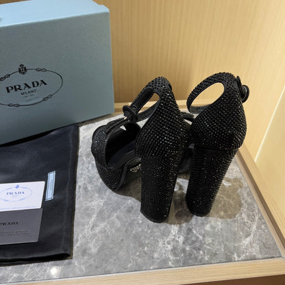 Prada Satin Platform With Crystals