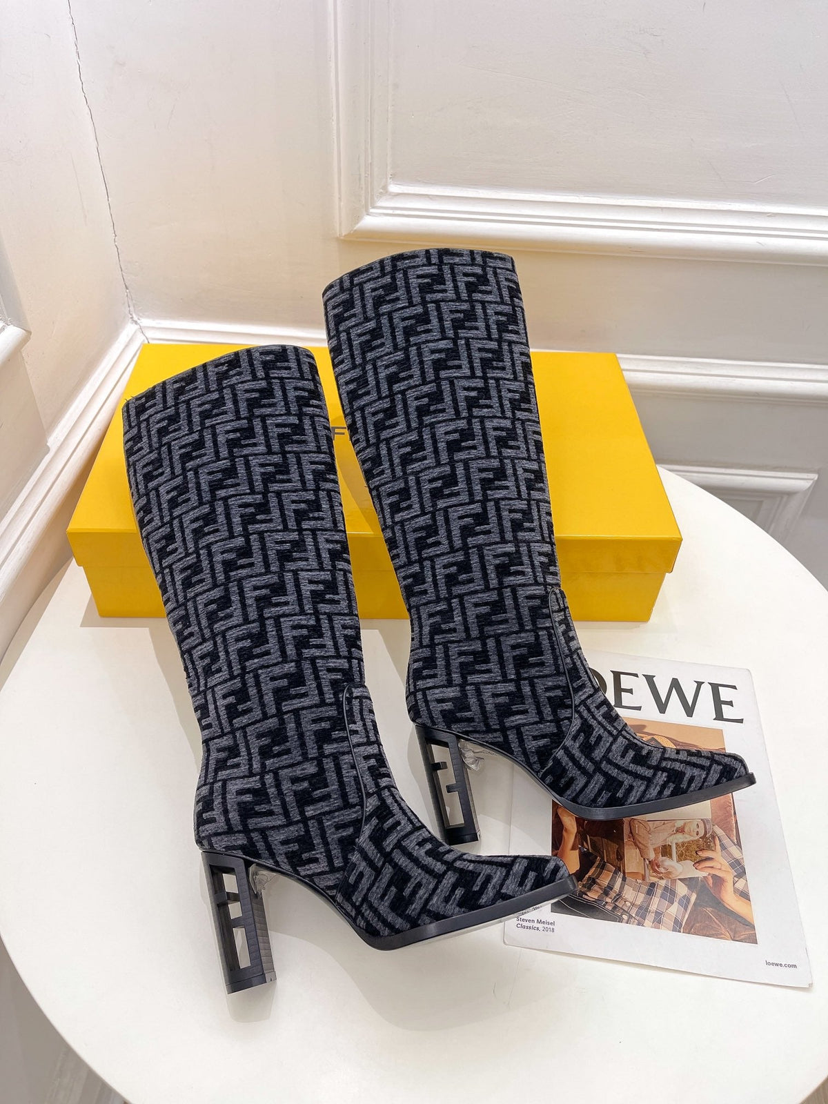Fendi High-heeled  FF Chenille Boots