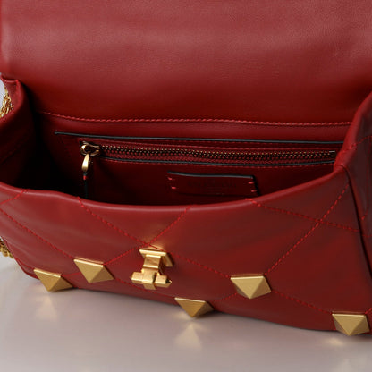 Valentino Garavani Medium Roman Stud The Shoulder Bag In Nappa With Chain