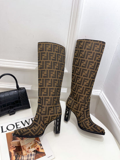 Fendi High-heeled  FF Chenille Boots