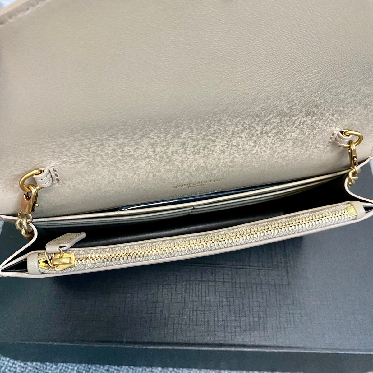 YSL Cassandre Envelope Chain Wallet In Smooth Leather