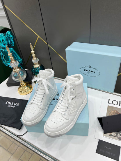 Prada Downtown Leather High Top Sneakers