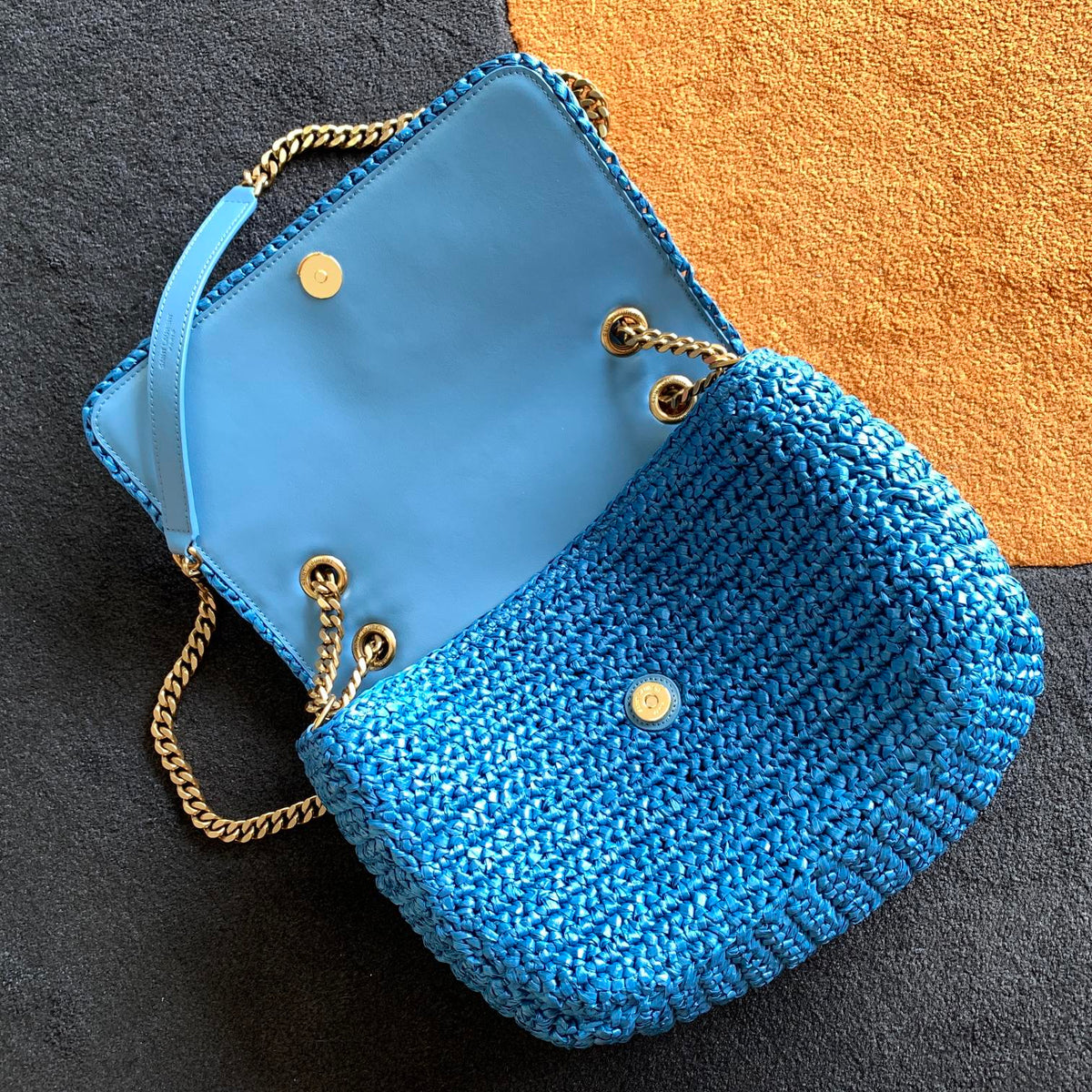 YSL Niki Medium Chain Bag In Raffia