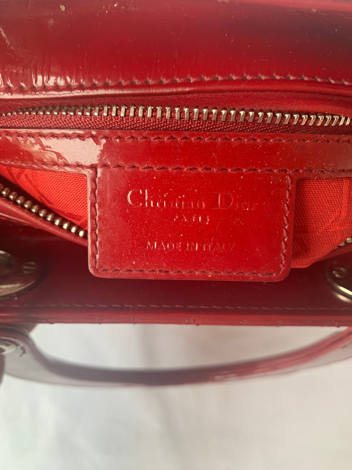 Lady Dior Medium Bag Red Patent Leather Rovelle Bags