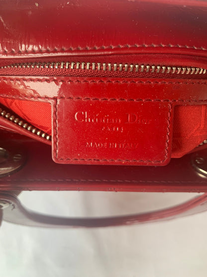 Lady Dior Medium Bag Red Patent Leather Rovelle Bags