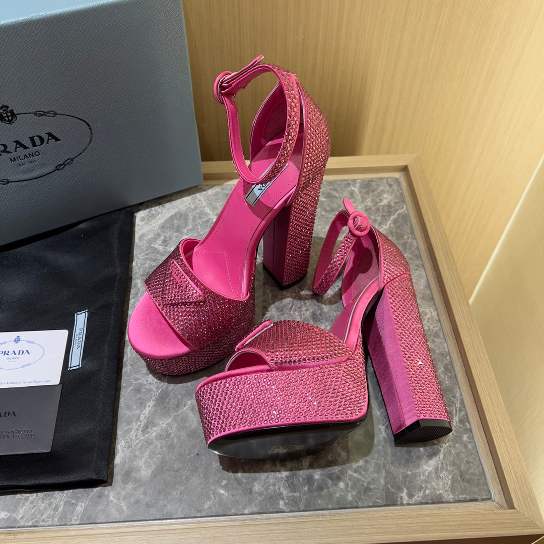 Prada Satin Platform With Crystals