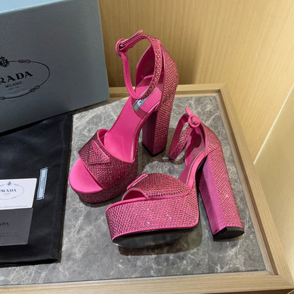 Prada Satin Platform With Crystals