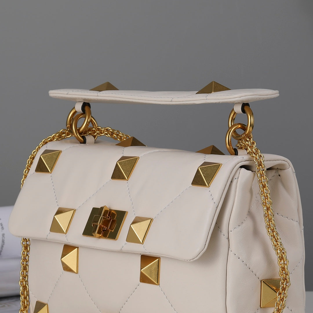Valentino Garavani Medium Roman Stud The Shoulder Bag In Nappa With Chain