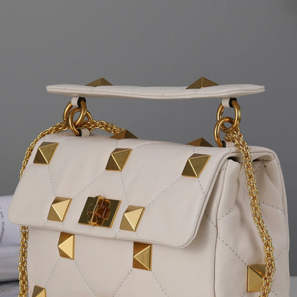 Valentino Garavani Medium Roman Stud The Shoulder Bag In Nappa With Chain