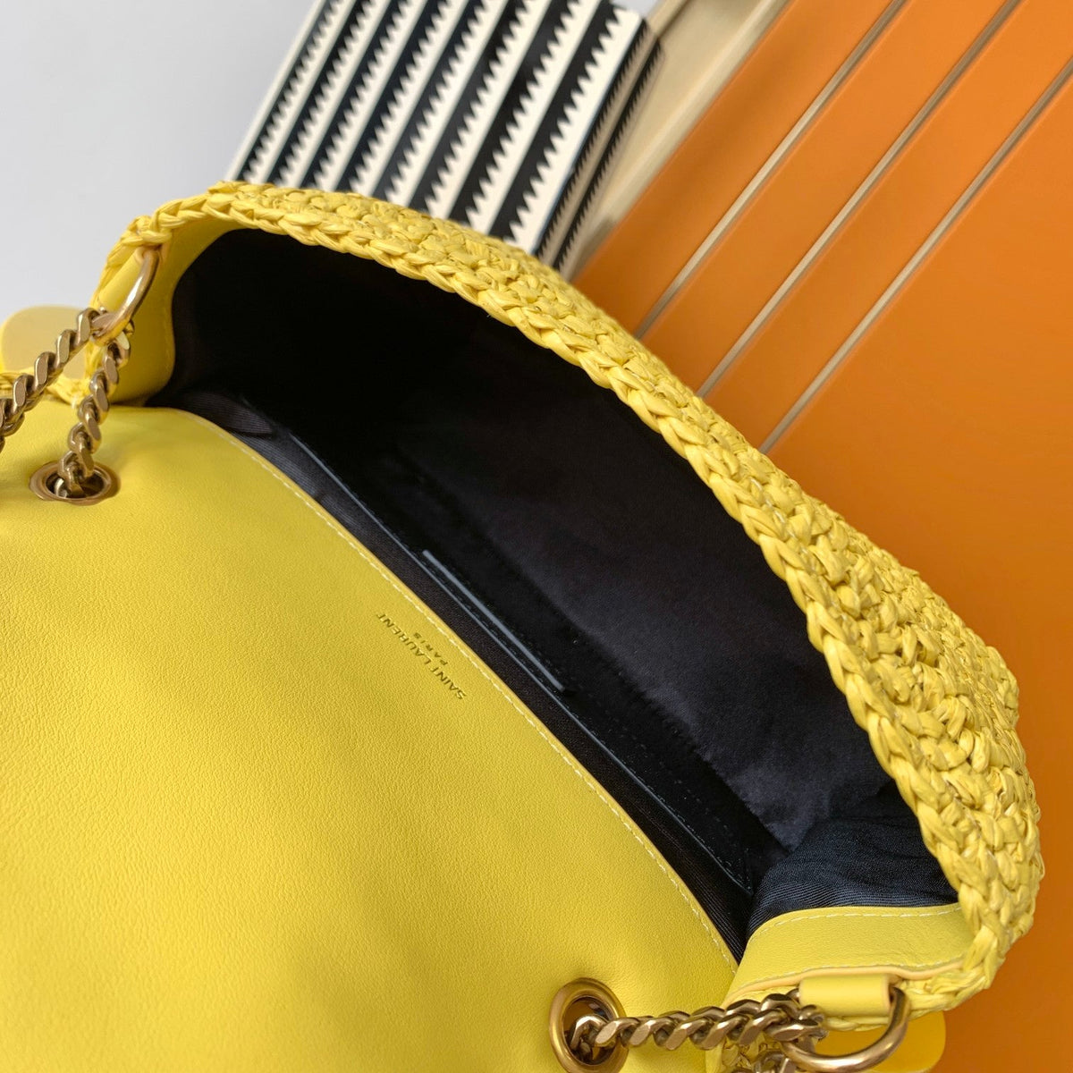 YSL Niki Medium Chain Bag In Raffia