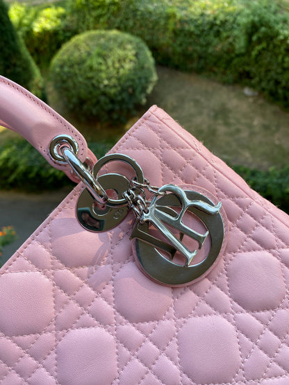 Dior Lady Dior Leather Canvas Handbag Rovelle Bags