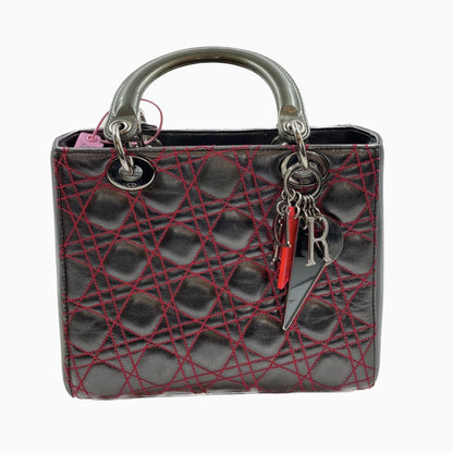 Lady Dior Medium Gunmetal Grey Cannage Lambskin 2011 Limited Edition Handbag Rovelle Bags