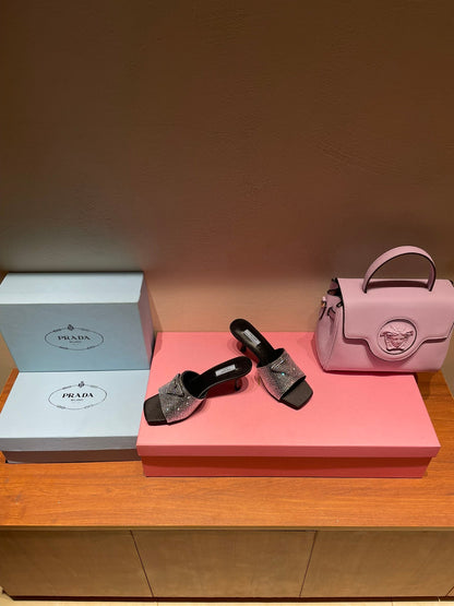 Prada Satin Sandals With Crystals