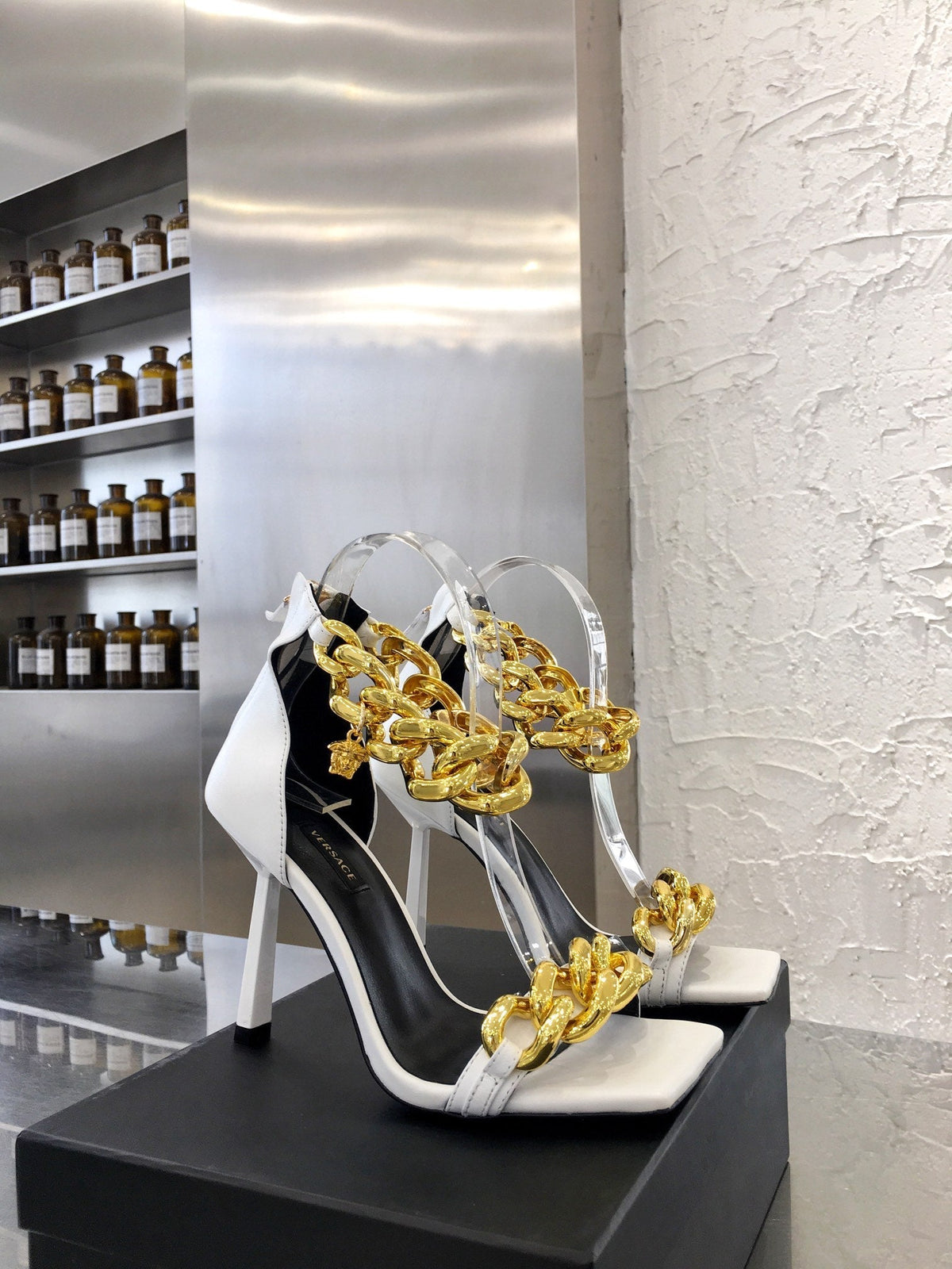 Versace  Medusa Chain Nappa Leather Sandals