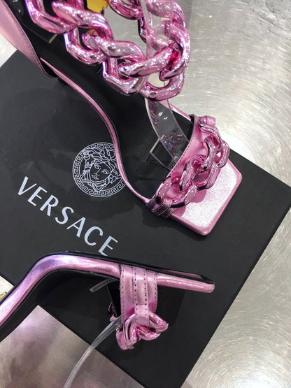 Versace  Medusa Chain Nappa Leather Sandals