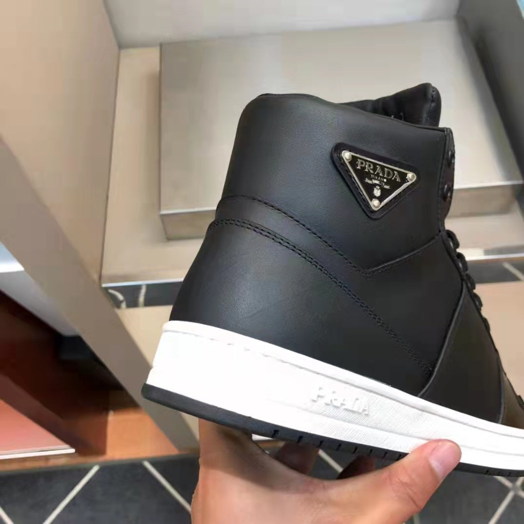 Prada Downtown Leather High Top Sneakers