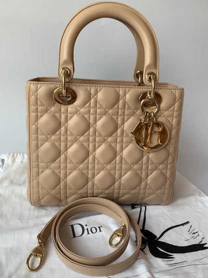 Lady Dior Medium Bag Pink Cannage Leather Rovelle Bags