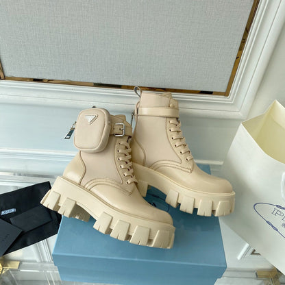 Prada Monolith brushed Rois Leather And Nylon Boots