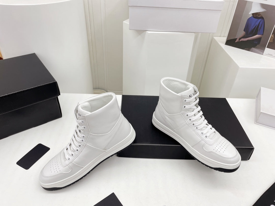 Prada Downtown Leather High Top Sneakers