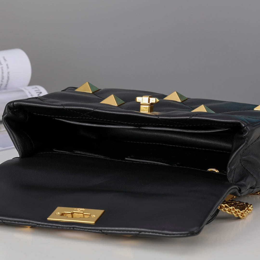 Valentino Garavani Medium Roman Stud The Shoulder Bag In Nappa With Chain