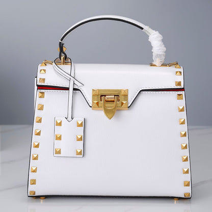 Valentino Garavani Small Rockstud Alcove Grainy Calfskin Bag