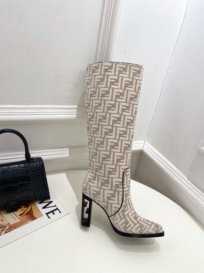 Fendi High-heeled  FF Chenille Boots