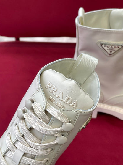 Prada Brushed-Leather and Re-Nylon Boots