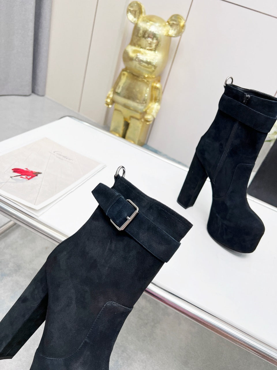 YSL  Cherry Buckle Platform Boots