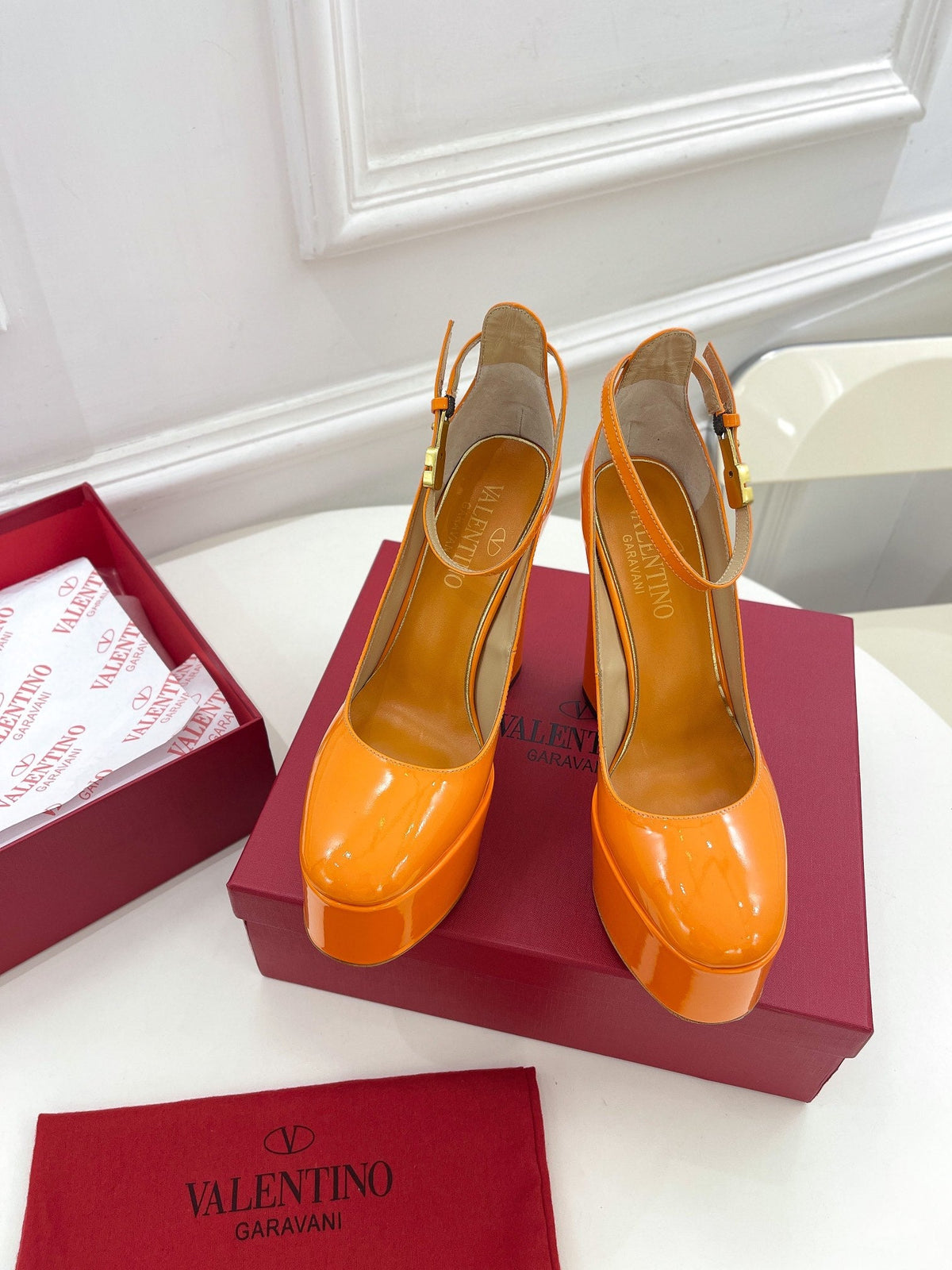 Valentino Tan-go Platform Patent Leather Sandal 155MM