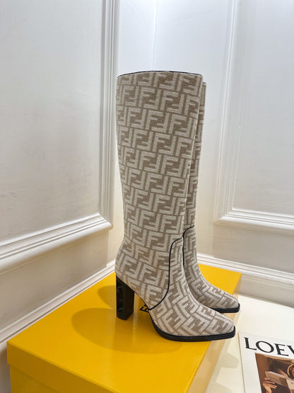 Fendi High-heeled  FF Chenille Boots