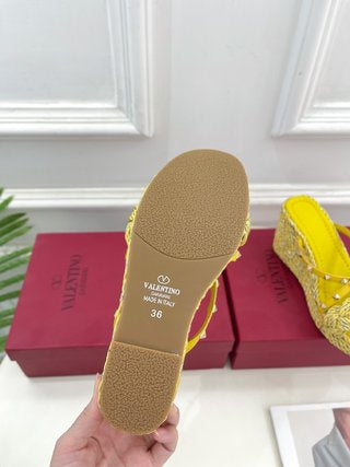 Valentino Rockstud Wedge Sandals