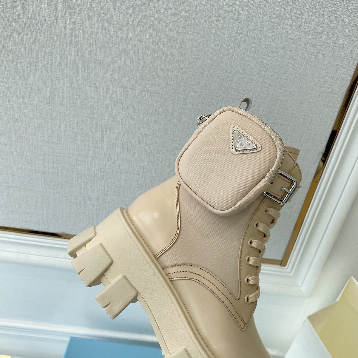 Prada Monolith brushed Rois Leather And Nylon Boots