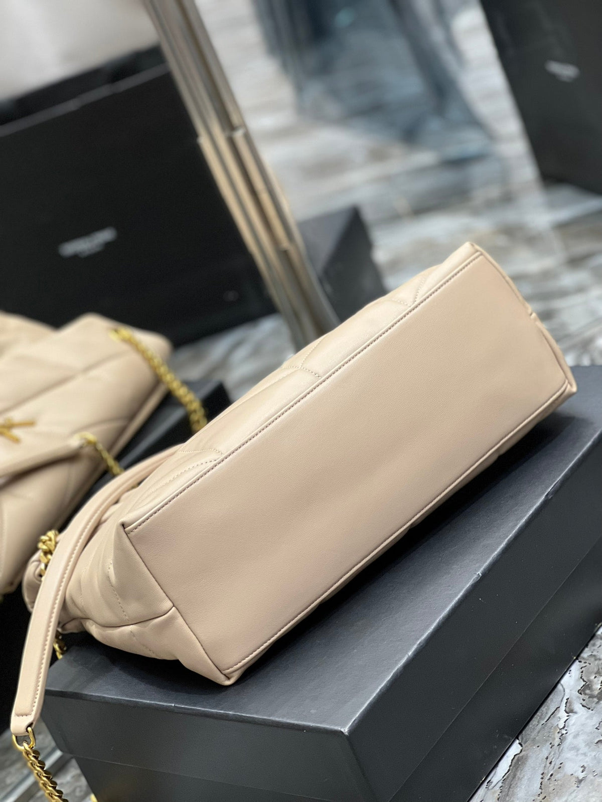 YSL PUFFER MEDIUM BAG IN QUILTED LAMBSKIN