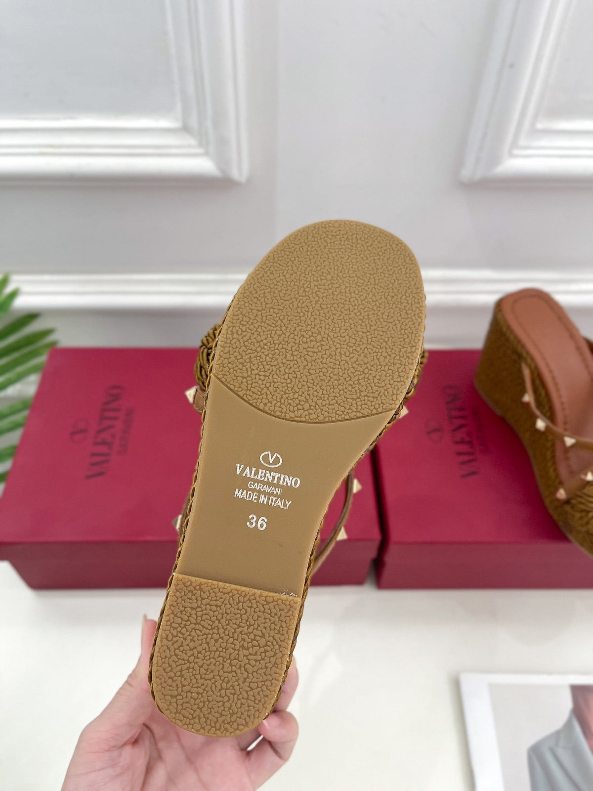 Valentino Rockstud Wedge Sandals