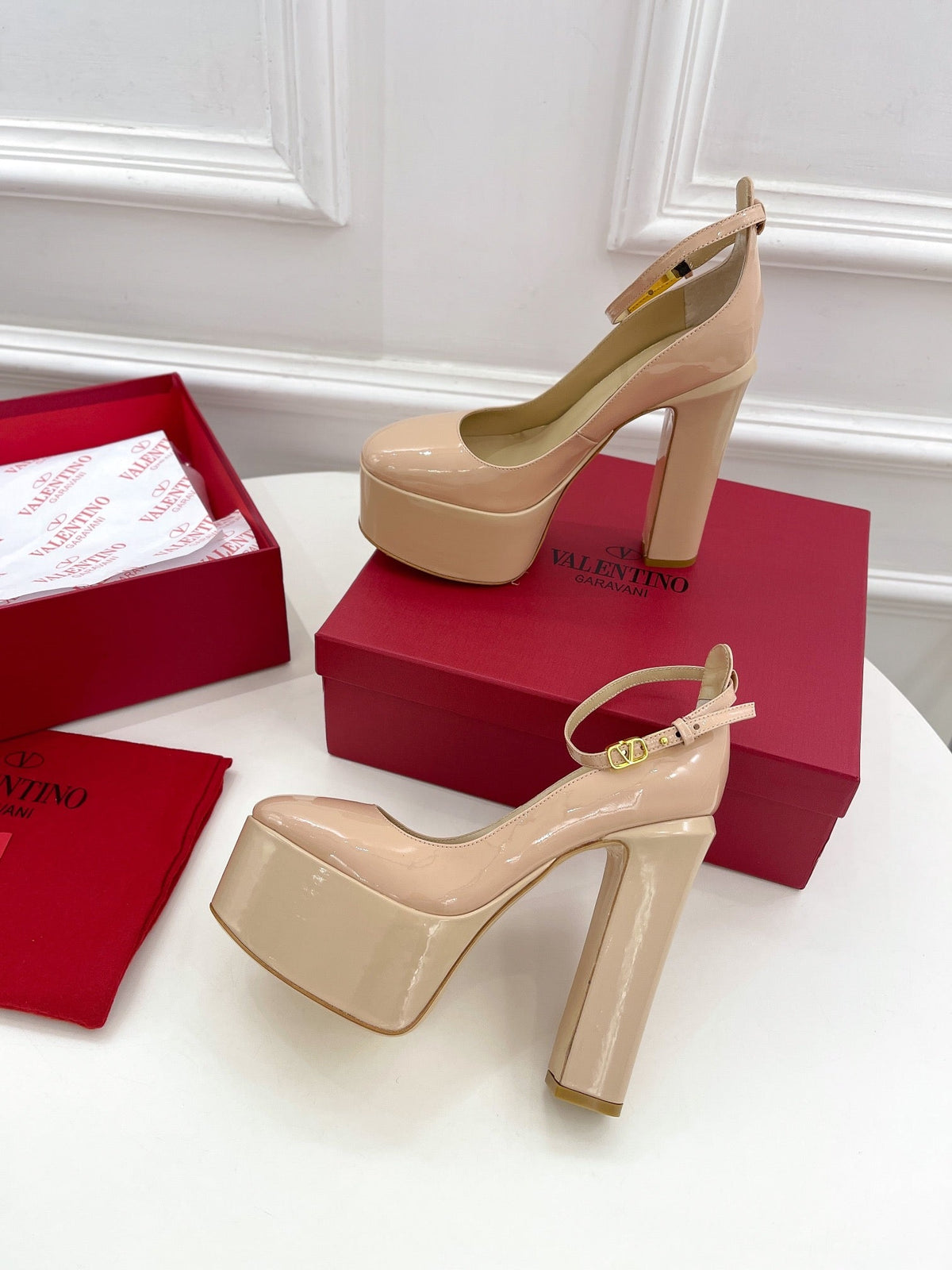 Valentino Tan-go Platform Patent Leather Sandal 155MM