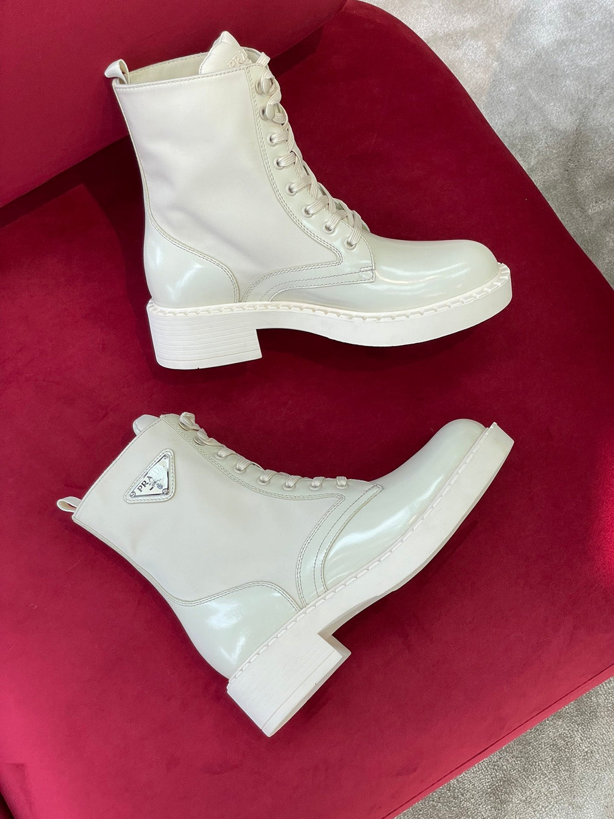 Prada Brushed-Leather and Re-Nylon Boots