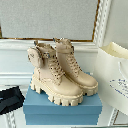 Prada Monolith brushed Rois Leather And Nylon Boots