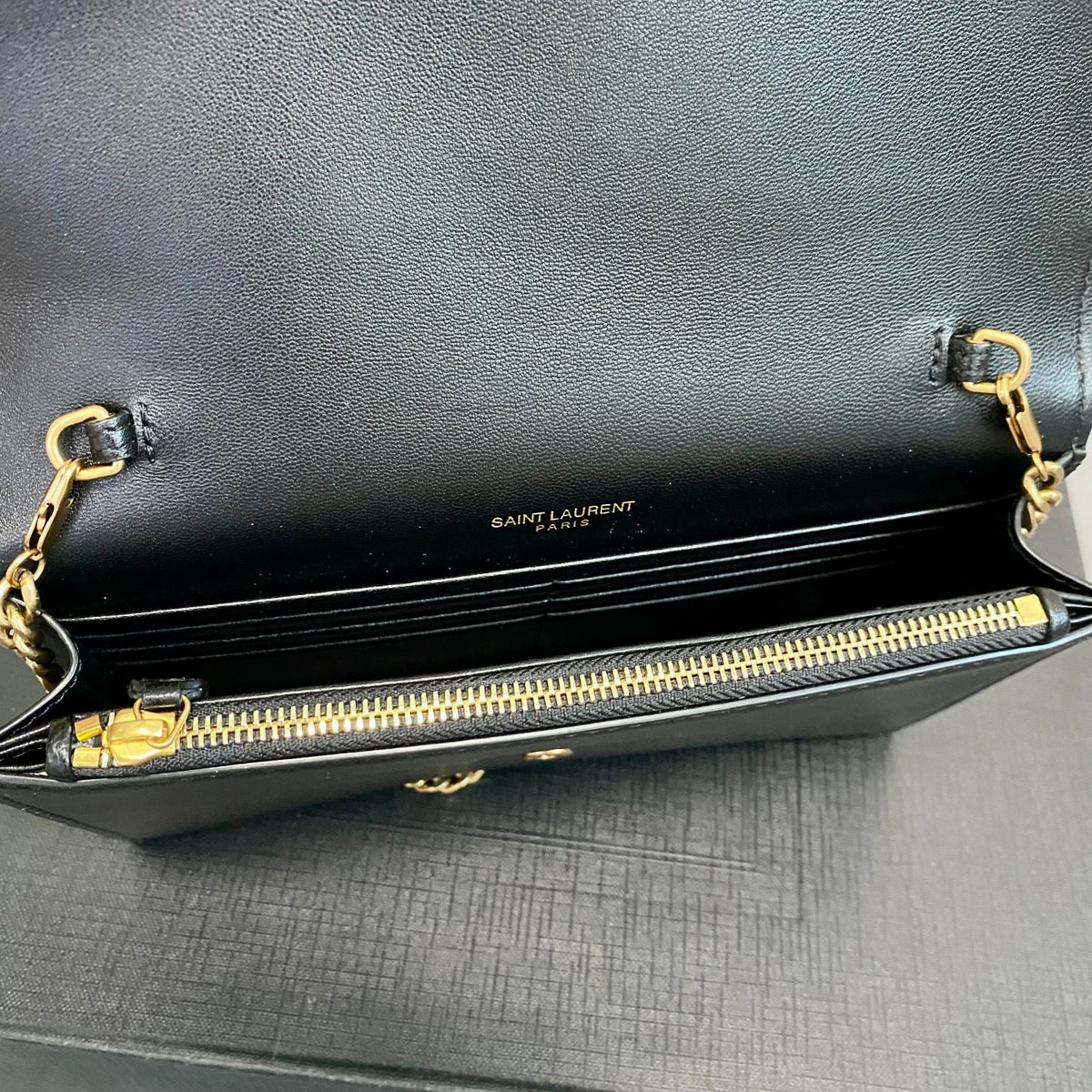 YSL Cassandre Envelope Chain Wallet In Smooth Leather