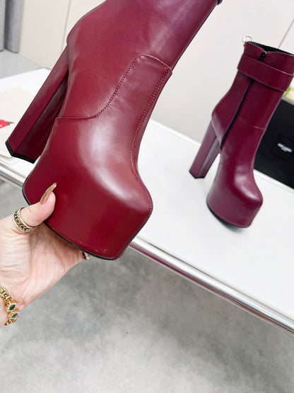 YSL  Cherry Buckle Platform Boots
