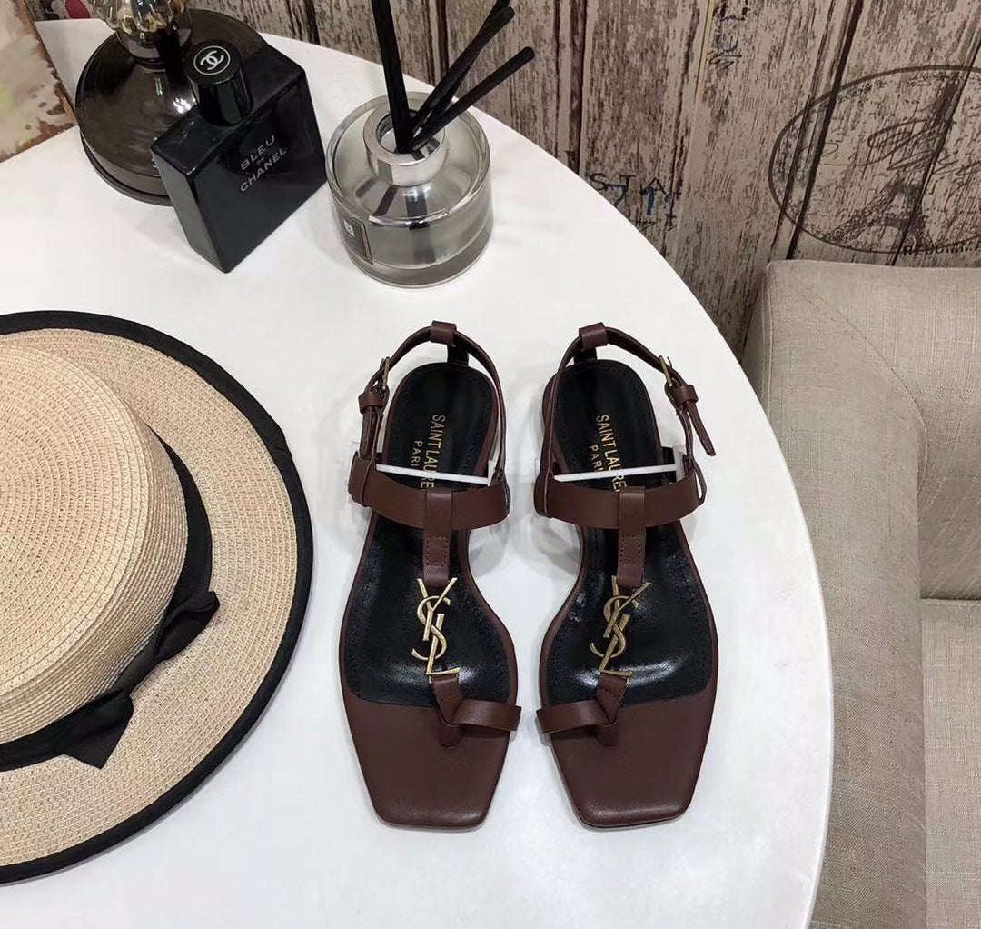 YSL Cassandra Flat Sandals