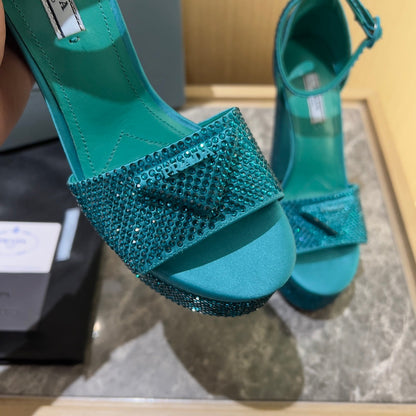 Prada Satin Platform With Crystals